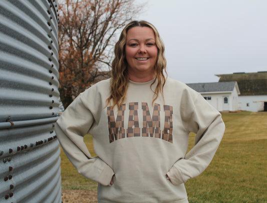 Checkered Mama Crewneck